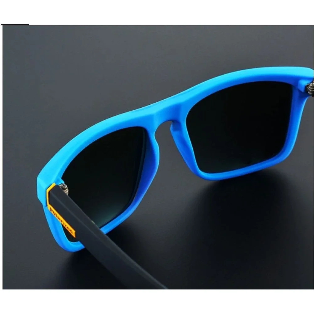 Polarized Sunglasses Men Blue Mirror Lens Black Blue Frame Sporty Style Athletic